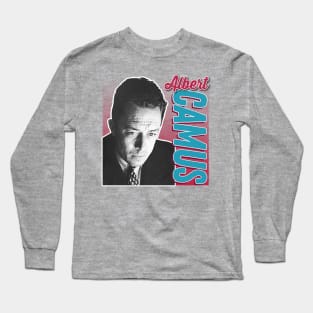 Albert Camus // Retro Style Typographic Design Long Sleeve T-Shirt